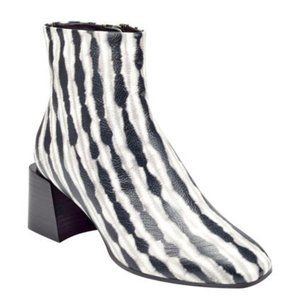 NEW Sigerson Morrison Women Mandel Striped Tie Dye Chunky Block Heel Above Ankle